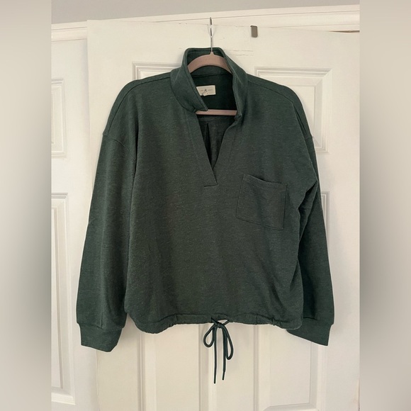 Lou & Grey Collared Cotton Drawstring Sweatshirt - Picture 3 of 7